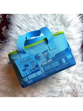 NWT Trader Joe's Mini Insulated Bag Blue Green Reusable Small Cooler Tote #2048